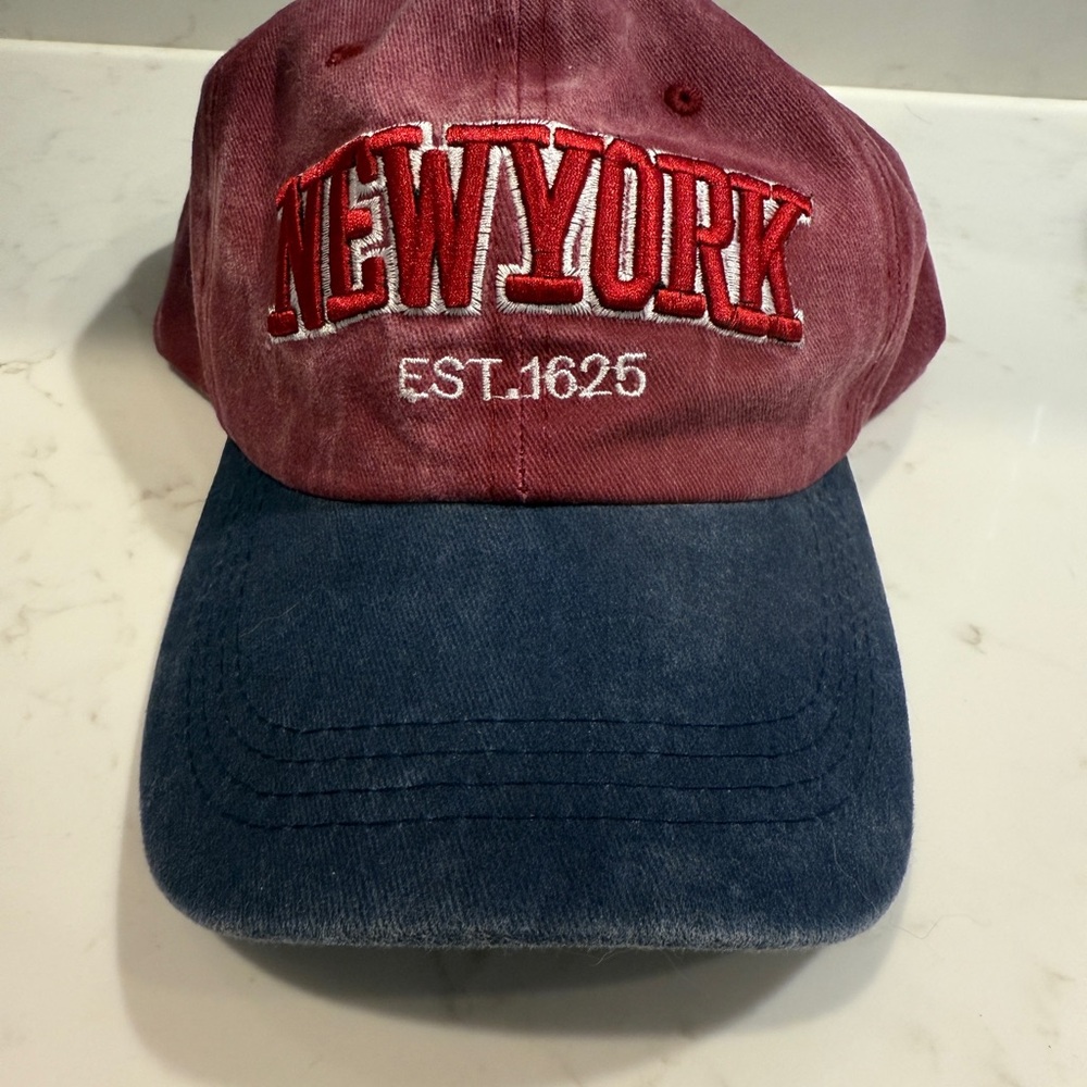 NWT New York Est. 1625 Red Blue Baseball Hat Cap Strap Back DF Import & Export